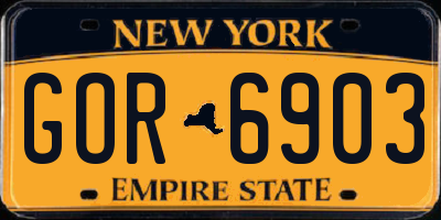 NY license plate GOR6903