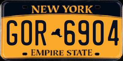 NY license plate GOR6904