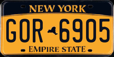 NY license plate GOR6905
