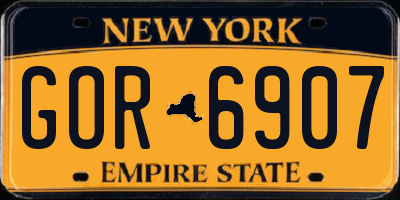 NY license plate GOR6907