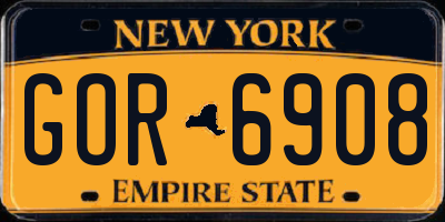 NY license plate GOR6908