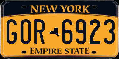NY license plate GOR6923