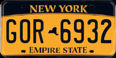 NY license plate GOR6932