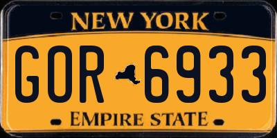 NY license plate GOR6933