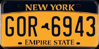 NY license plate GOR6943