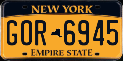 NY license plate GOR6945