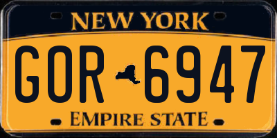 NY license plate GOR6947