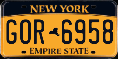 NY license plate GOR6958