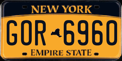NY license plate GOR6960