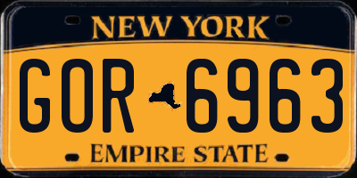 NY license plate GOR6963