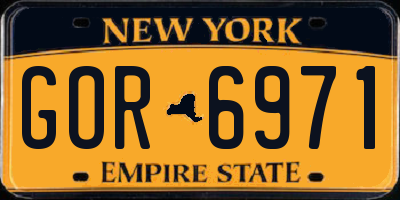 NY license plate GOR6971