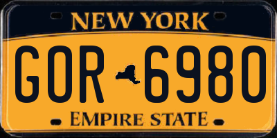 NY license plate GOR6980