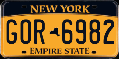 NY license plate GOR6982