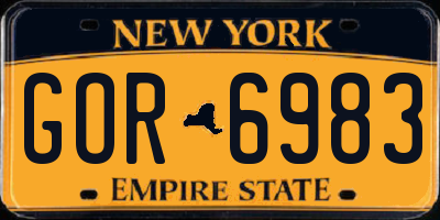 NY license plate GOR6983