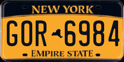 NY license plate GOR6984