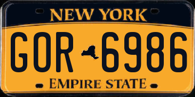 NY license plate GOR6986