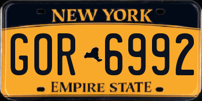 NY license plate GOR6992