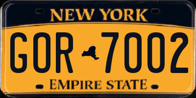 NY license plate GOR7002