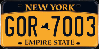 NY license plate GOR7003