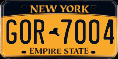 NY license plate GOR7004