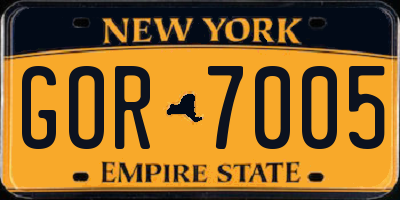 NY license plate GOR7005