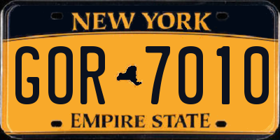 NY license plate GOR7010
