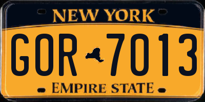 NY license plate GOR7013