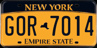 NY license plate GOR7014