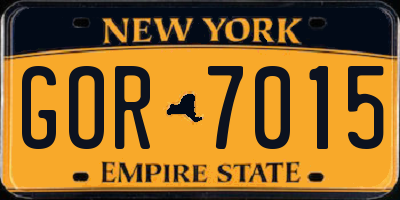 NY license plate GOR7015