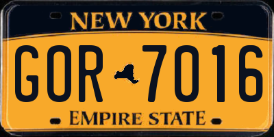 NY license plate GOR7016