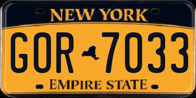 NY license plate GOR7033