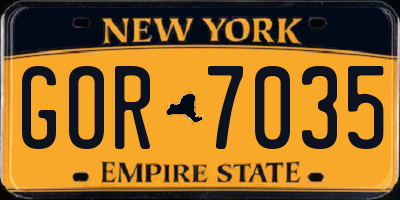 NY license plate GOR7035