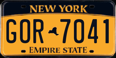 NY license plate GOR7041