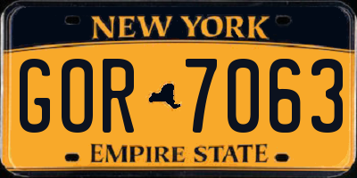 NY license plate GOR7063