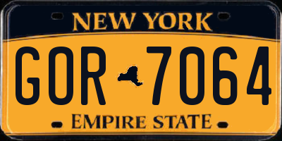NY license plate GOR7064
