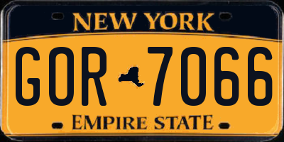 NY license plate GOR7066