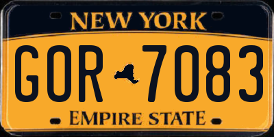 NY license plate GOR7083