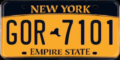 NY license plate GOR7101