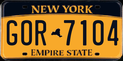 NY license plate GOR7104