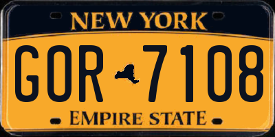 NY license plate GOR7108