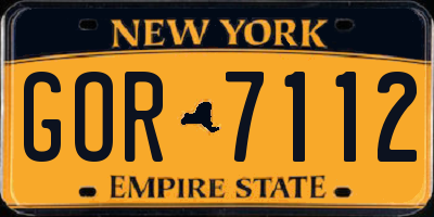 NY license plate GOR7112