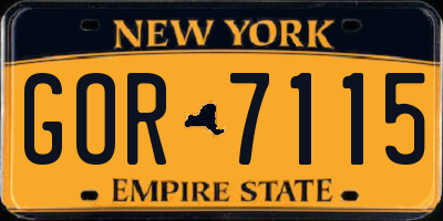 NY license plate GOR7115