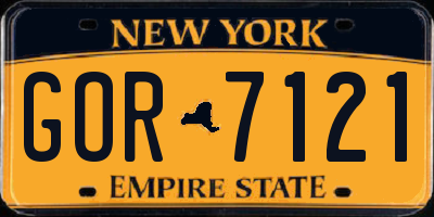 NY license plate GOR7121