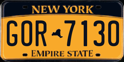 NY license plate GOR7130