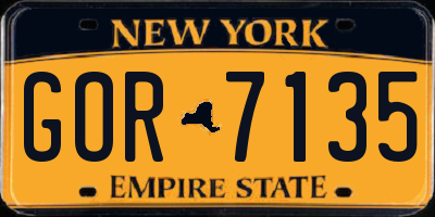 NY license plate GOR7135