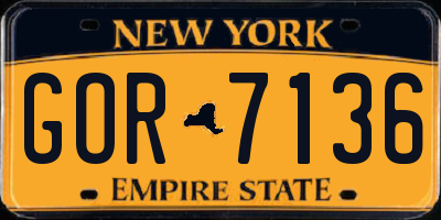 NY license plate GOR7136