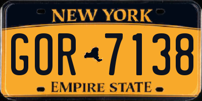 NY license plate GOR7138