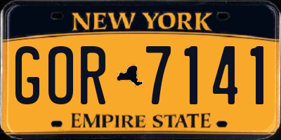 NY license plate GOR7141