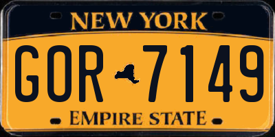 NY license plate GOR7149