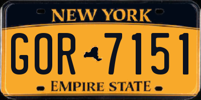 NY license plate GOR7151